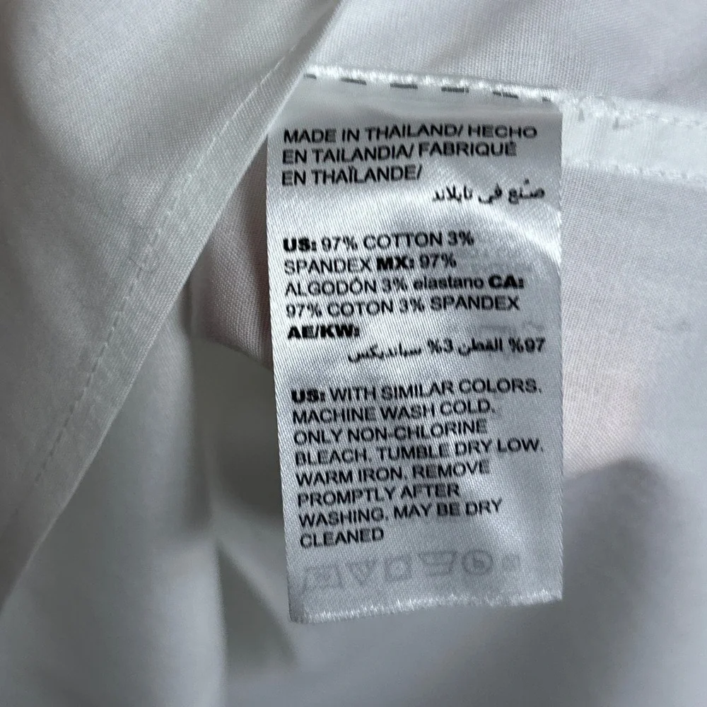 Chicos Top 2.5 M US 14 White Cotton No Iron Tunic Button Popover Career Classic